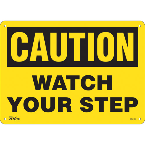 "Watch Your Step" Sign, 10" x 14", Plastic, English