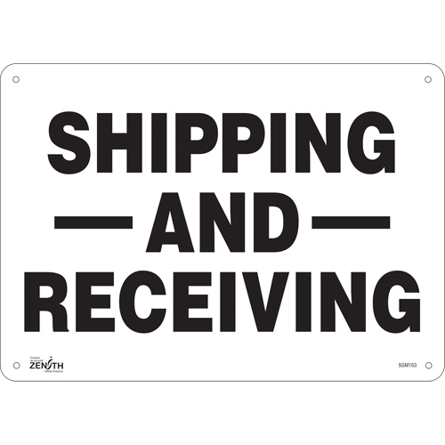 "Shipping And Receiving" Sign, 10" x 14", Plastic, English
