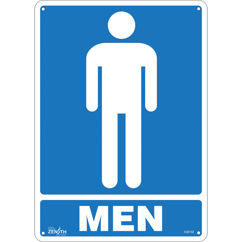 "Men" Sign, 14" x 10", Aluminum, English with Pictogram