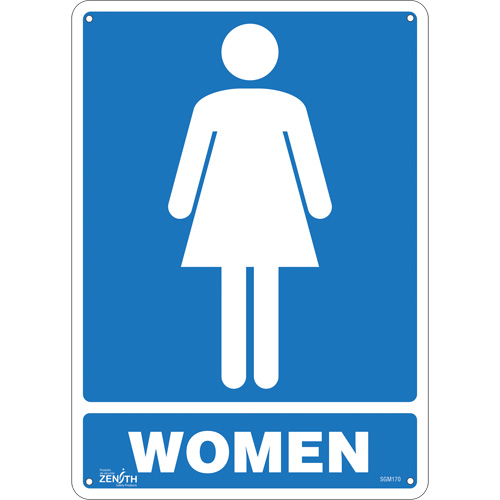 "Women" Sign, 14" x 10", Aluminum, English with Pictogram