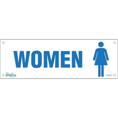 "Women" Sign, 4" x 12", Plastic, English with Pictogram