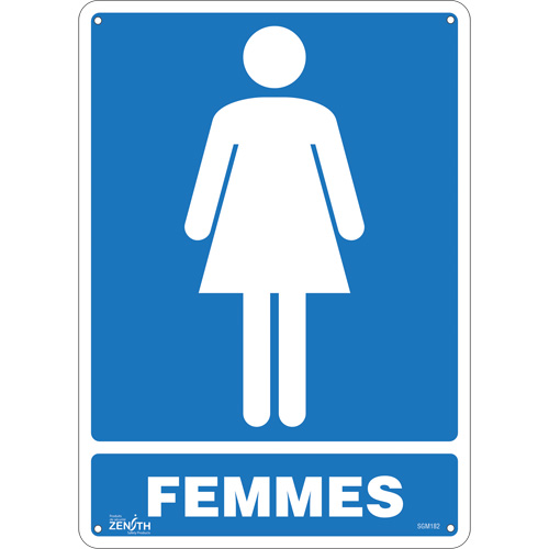 "Femmes" Sign, 14" x 10", Aluminum, French with Pictogram