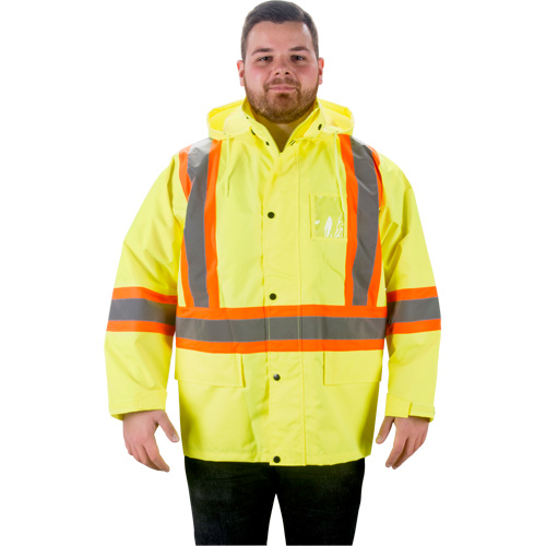 RZ1000 Rain Jacket, Polyester, Large, High Visibility Lime-Yellow
