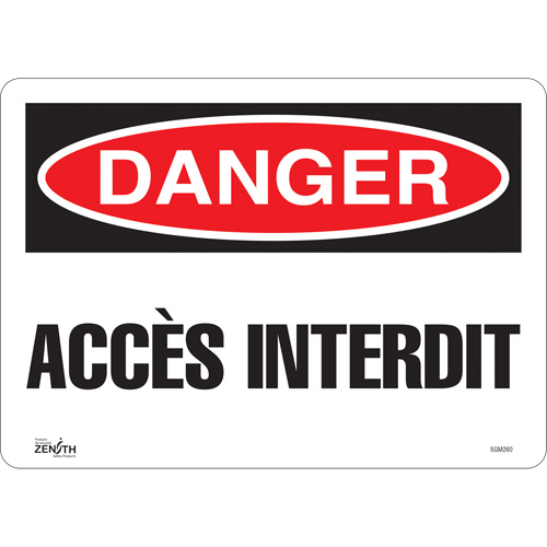 "Accès Interdit" Sign, 10" x 14", Vinyl, French