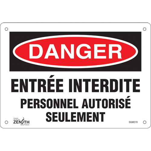"Personnel Autorisé Seulement" Sign, 7" x 10", Plastic, French