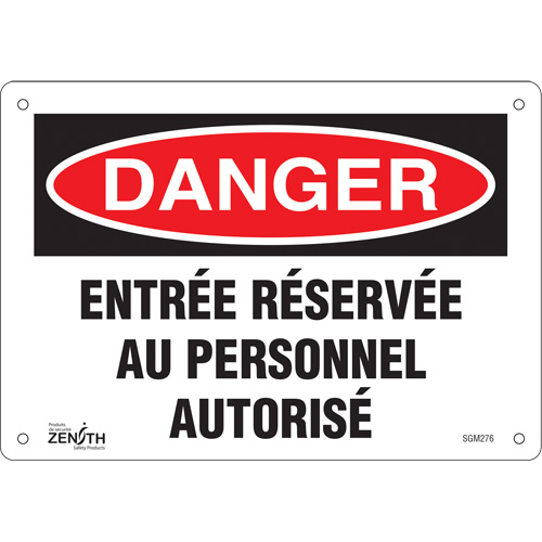"Entrée Réservée Au Personnel Autorisé" Sign, 7" x 10", Plastic, French
