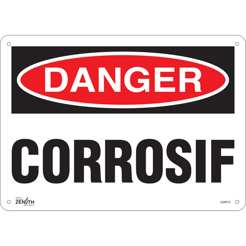 "Corrosif" Sign, 10" x 14", Plastic, French