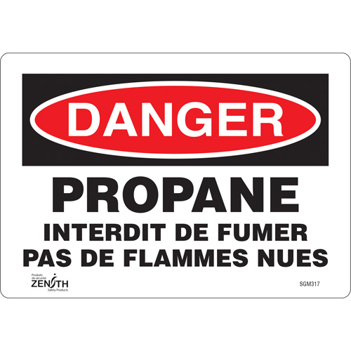 "Propane - Interdit De Fumer" Sign, 7" x 10", Vinyl, French