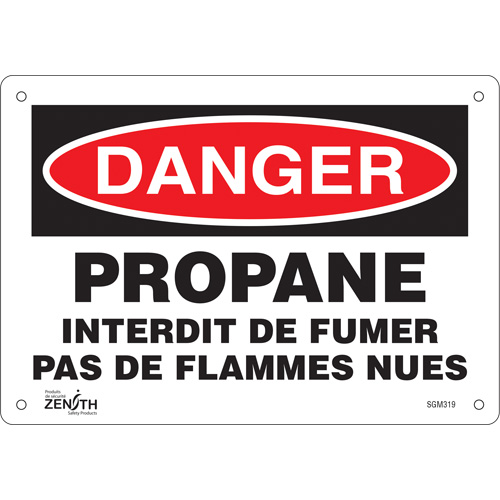 "Propane - Interdit De Fumer" Sign, 7" x 10", Aluminum, French