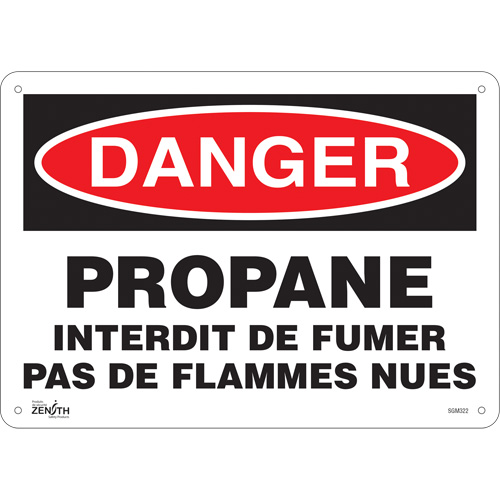 "Propane - Interdit De Fumer" Sign, 10" x 14", Aluminum, French