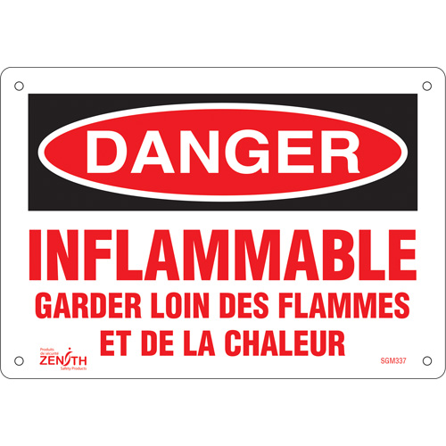 "Garder Loin Des Flammes" Sign, 7" x 10", Aluminum, French