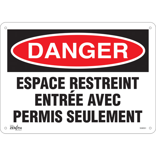 "Espace Restreint" Sign, 10" x 14", Plastic, French