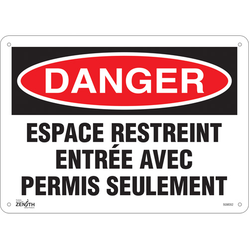 "Espace Restreint" Sign, 10" x 14", Aluminum, French