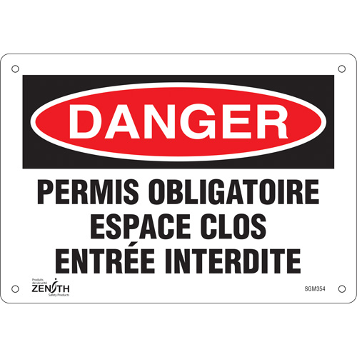 "Espace Clos Entrée Interdite" Sign, 7" x 10", Plastic, French
