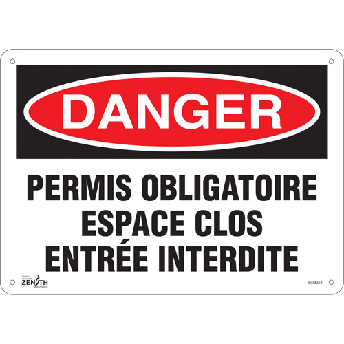 "Espace Clos Entrée Interdite" Sign, 10" x 14", Aluminum, French