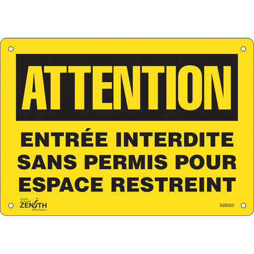 "Entrée Interdite Sans Permis" Sign, 7" x 10", Plastic, French