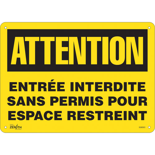 "Entrée Interdite Sans Permis" Sign, 10" x 14", Plastic, French