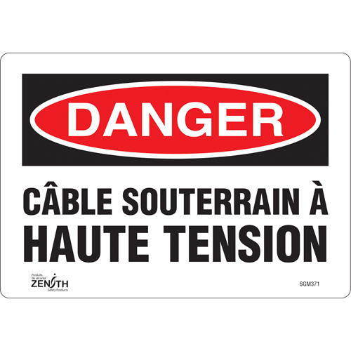 "Câble Souterrain À Haute Tension" Sign, 7" x 10", Vinyl, French