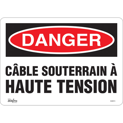 "Câble Souterrain À Haute Tension" Sign, 10" x 14", Vinyl, French