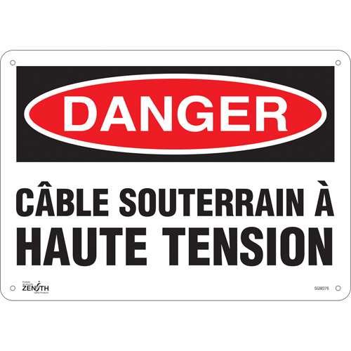 "Câble Souterrain À Haute Tension" Sign, 10" x 14", Aluminum, French