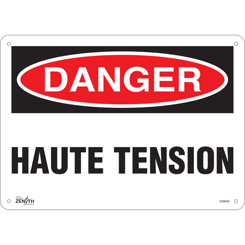 "Haute Tension" Sign, 10" x 14", Aluminum, French