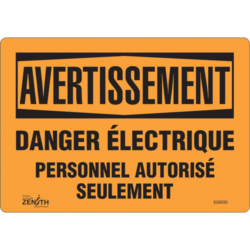 "Danger Électrique" Sign, 7" x 10", Vinyl, French