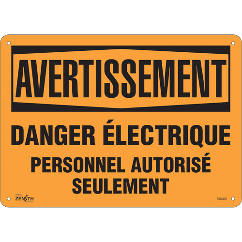 "Danger Électrique" Sign, 10" x 14", Aluminum, French
