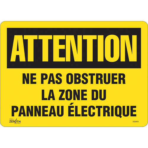 "Zone du Panneau Électrique" Sign, 10" x 14", Vinyl, French