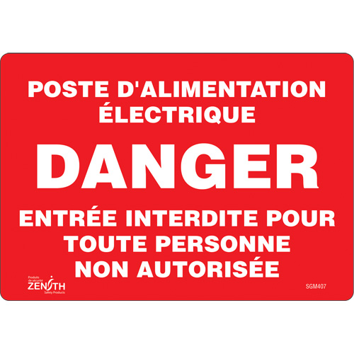 "Poste D'Alimentation Électrique" Sign, 7" x 10", Vinyl, French