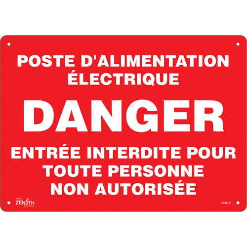 "Poste D'Alimentation Électrique" Sign, 10" x 14", Plastic, French