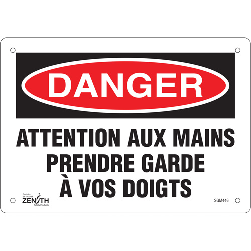 "Prendre Garde À Vos Doigts" Sign, 7" x 10", Plastic, French