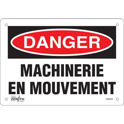 "Machinerie en Mouvement" Sign, 7" x 10", Aluminum, French