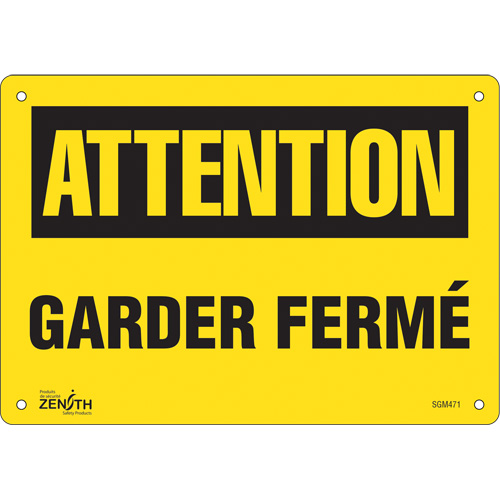 "Garder Fermé" Sign, 7" x 10", Aluminum, French