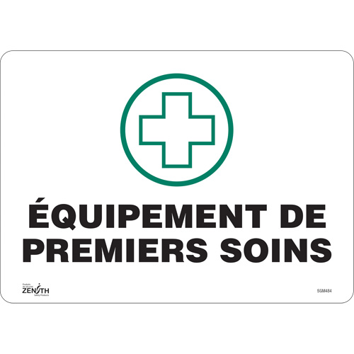 "Premiers Soins" Sign, 10" x 14", Vinyl, French with Pictogram