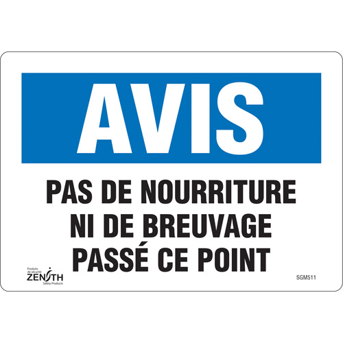 "Pas de Nourriture" Sign, 7" x 10", Vinyl, French