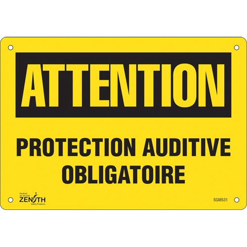 "Protection Auditive Obligatoire" Sign, 7" x 10", Aluminum, French