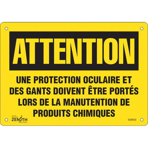 "Protection Oculaire" Sign, 7" x 10", Plastic, French