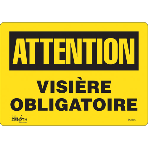 "Visière Obligatoire" Sign, 7" x 10", Vinyl, French