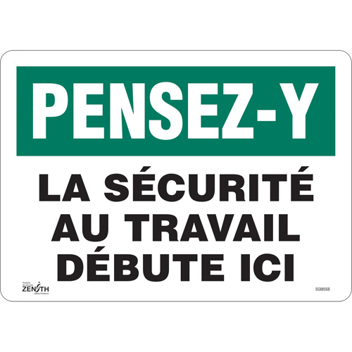 "La Sécurité au Travail" Sign, 10" x 14", Vinyl, French