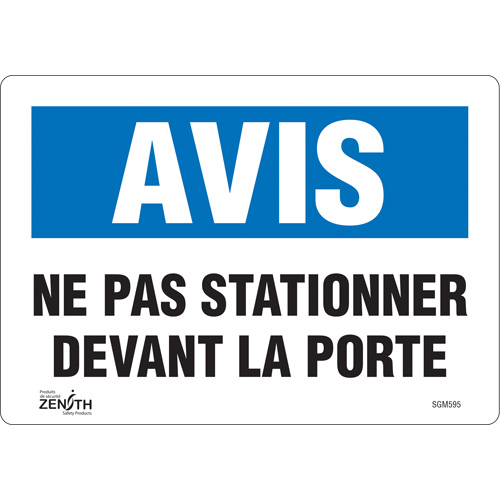 "Ne Pas Stationner" Sign, 7" x 10", Vinyl, French
