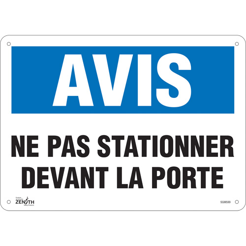 "Ne Pas Stationner" Sign, 10" x 14", Plastic, French