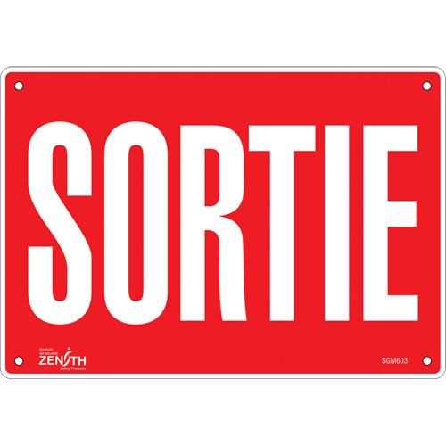 "Sortie" Sign, 7" x 10", Aluminum, French