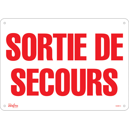 "Sortie De Secours" Sign, 10" x 14", Aluminum, French