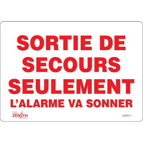 "Sortie De Secours" Sign, 7" x 10", Vinyl, French