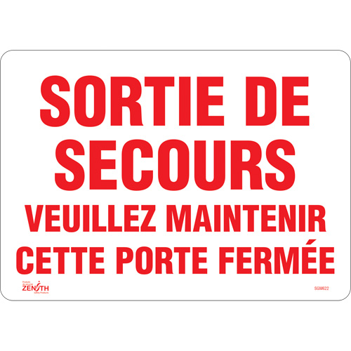 "Sortie De Secours" Sign, 10" x 14", Vinyl, French