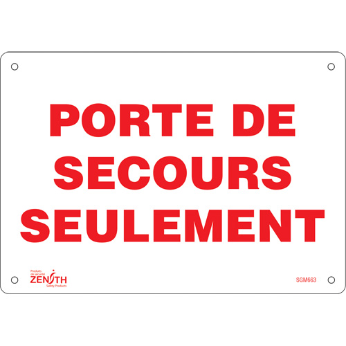 "Porte De Secours" Sign, 7" x 10", Aluminum, French