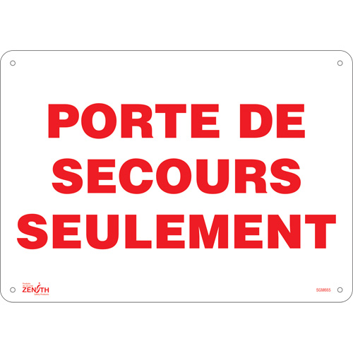 "Porte De Secours" Sign, 10" x 14", Plastic, French