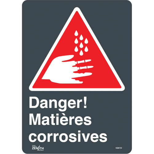 "Matières Corrosives" Sign, 14" x 10", Vinyl, French with Pictogram