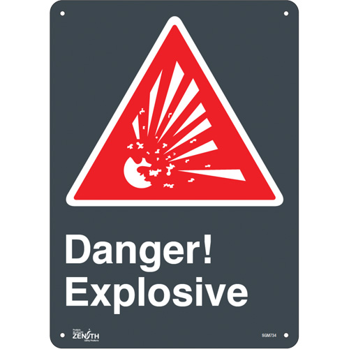 "Explosive" Sign, 14" x 10", Plastic, English with Pictogram