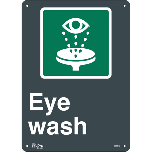 "Eye Wash" Sign, 14" x 10", Aluminum, English with Pictogram